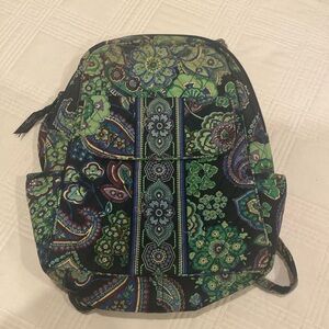 Vera Bradley Quilted Blue flowers small back pack gently loved